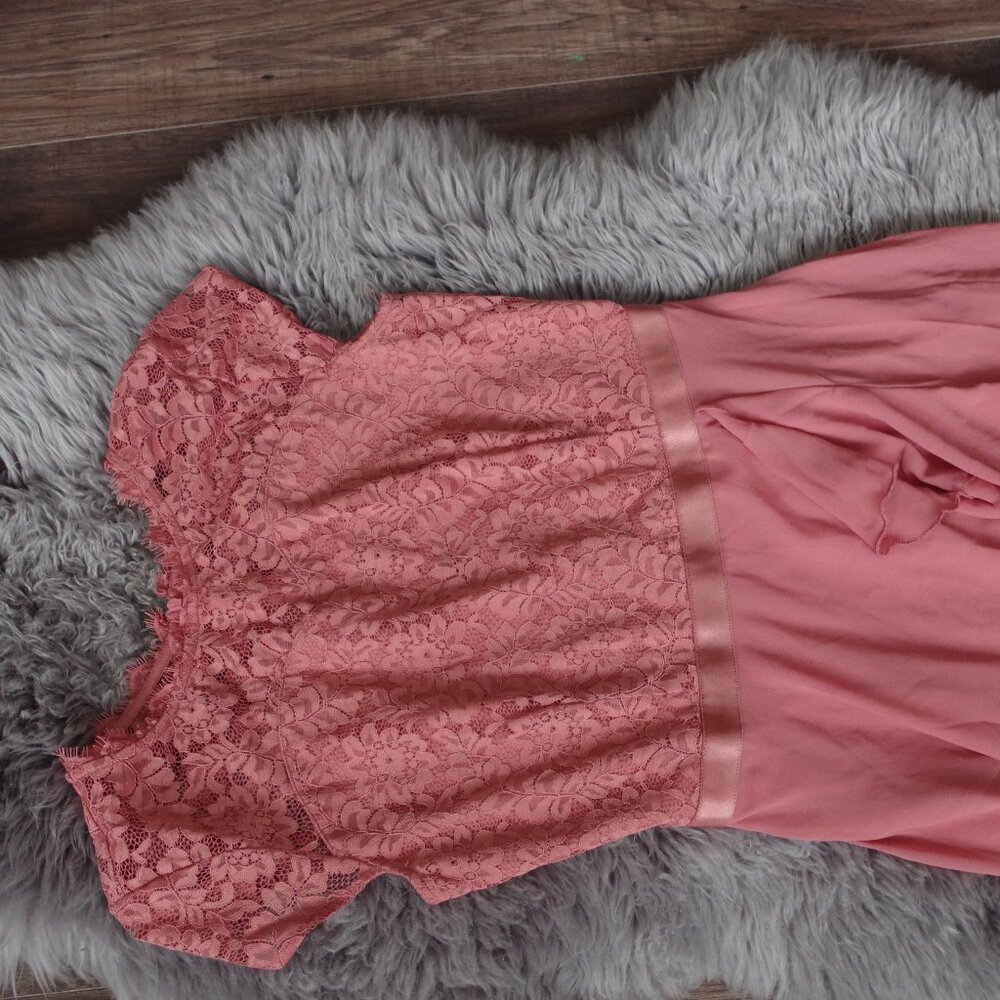 Beautiful Coral Elagant Floral Lace  Dress By Miusol